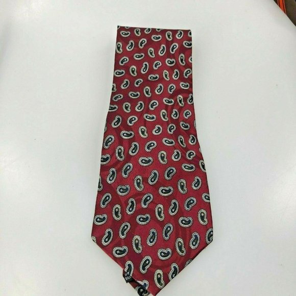 Jonathan Craig Burgundy Black Paisley Tie Silk Men - Picture 1 of 3
